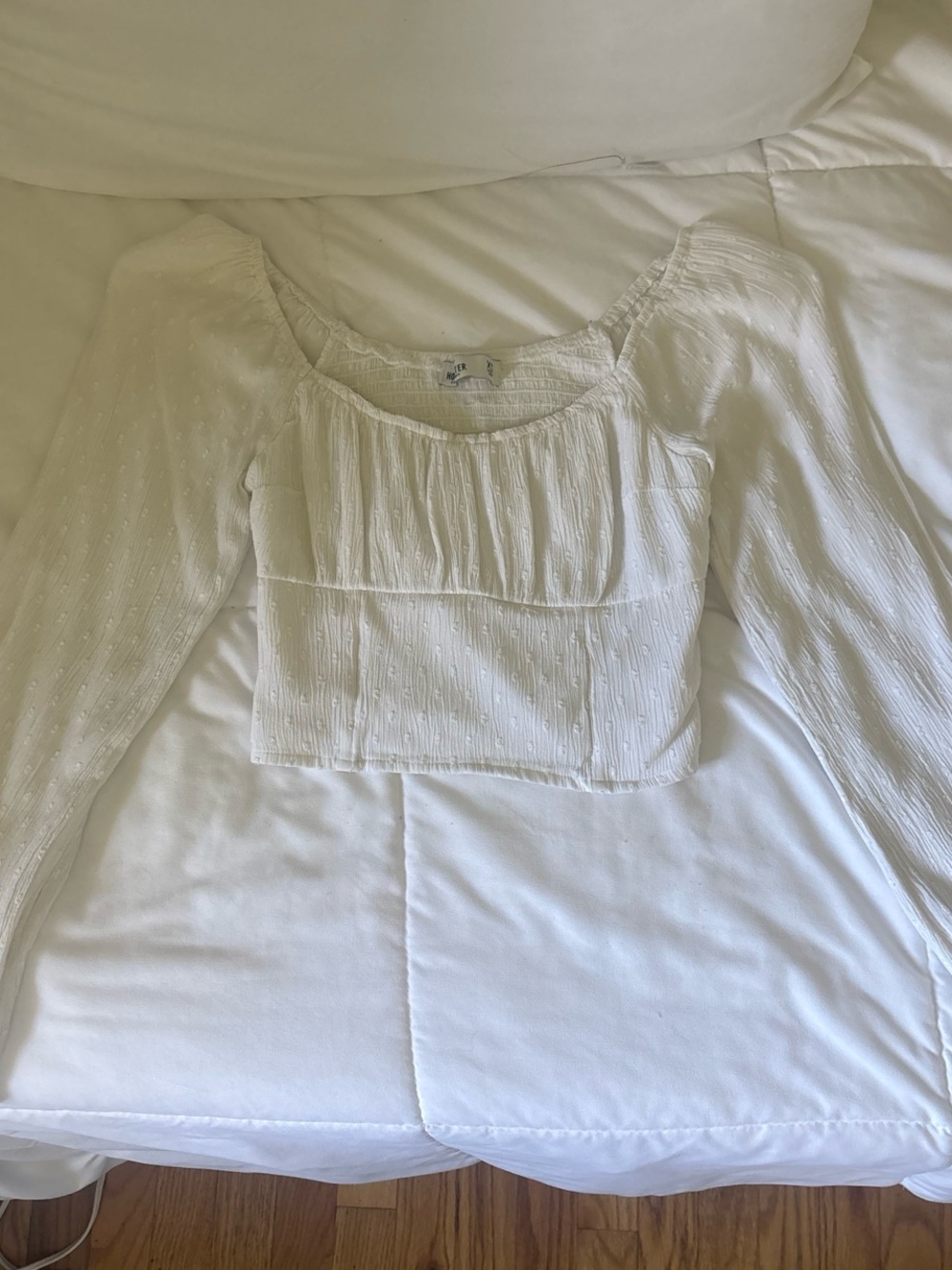 Hollister White Smocked Crop Top